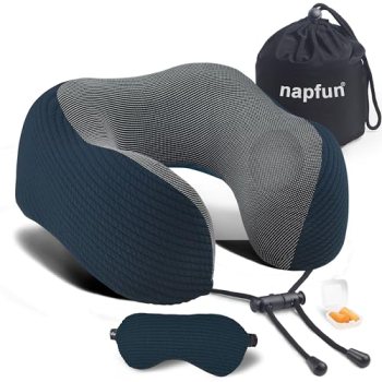 napfun Neck Pillow for Travel with Travel Pouch