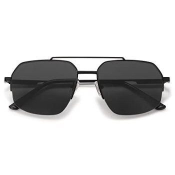 SOJOS Trendy Aviator Sunglasses Mens Womens Retro Double Bridge Metal Frame Semi