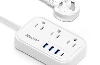 BESTEK US to UK Travel Plug Adapter: Type G Adapter with 3 AC Outlets and 4 USB