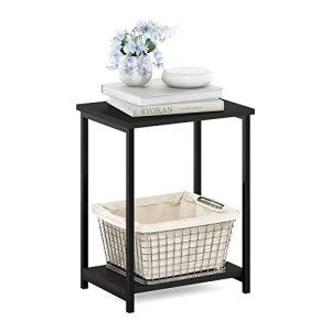 Furinno Simplistic Metal Frame End Table, 1-Pack, Espresso
