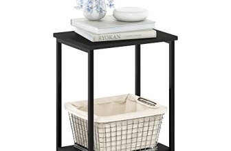 Furinno Simplistic Metal Frame End Table, 1-Pack, Espresso