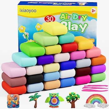 Ixiaoyoo Air Dry Clay, 30 Colors Modeling Clay for Kids