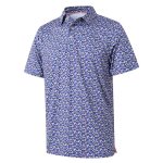 Golf Shirts for Men Dry Fit Short Sleeve Floral Print Performance Moisture Wicki