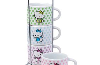 Silver Buffalo Sanrio Hello Kitty Polka Dots 4pc Stackable Ceramic Espresso Smal