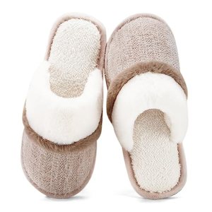 GOEWY Cozy Slippers for Women Indoor and Outdoor Fuzzy House Shoes with Memory F