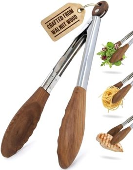 Boxiki Kitchen Wooden Tongs for Cooking