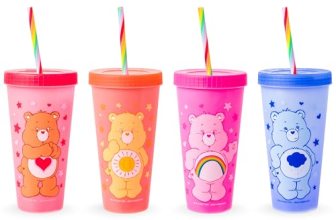 Silver Buffalo Care Bears Hearts and Stars 4 Pack Plastic Color Changing Tumbler