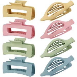 Hair Clips for Women 4.3 Inch Large Hair Claw Clips 8 pcs Square Claw Clips & Fl