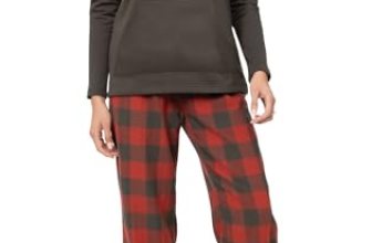 PajamaGram Buffalo Plaid Pajamas Womens – Womens Warm Pajamas, Red & Brown, LG