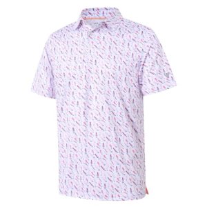 Golf Shirts for Men Dry Fit Short Sleeve Print Performance Moisture Wicking Polo