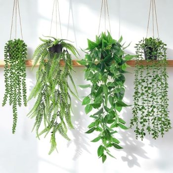 Der Rose 4Pcs Fake Plants Hanging Artificial Ivy Vine Faux Eucalyptus Hanging Pl