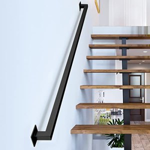 4.5FT Black Iron Hand Railing, Sturdy Safety Staircase Handrails Wall Mount