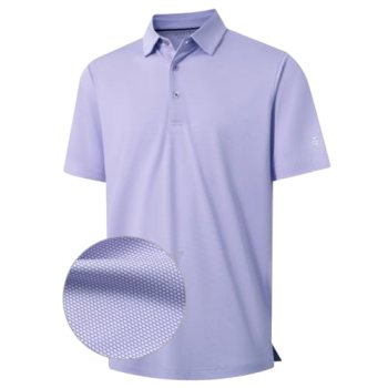 M MAELREG Mens Polo Shirts Short Sleeve Dry Fit Moisture Wicking Jacquard Perfor