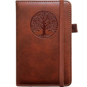 BIYUNRO Small Pocket Notebook, Leather Journal Mini (Brown)