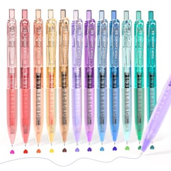 Four Candies 12Pack 0.5mm Quick Dry Retractable Gel Pen Set