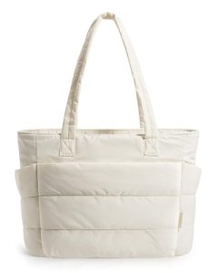 BAGSMART Tote Bag for Women, Lightweight Puffy Tote Bag with Compartments Should
