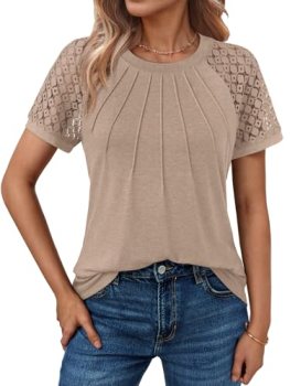 AUTOMET Women’s Lace Short Sleeve Tops