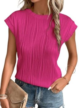 EVALESS Women’s Short Sleeve T Shirts 2026 Fashion Casual Spring Summer Crew Nec