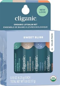 Cliganic Organic Lip Balm Set – 4 Flavors