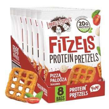 Lenny & Larry’s FITZELS Protein Pretzels (Pizza Palooza) 8 Individual Bags 3 oz