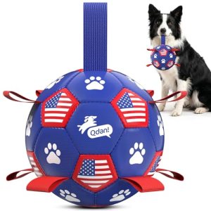 QDAN Dog Toys, Soccer Ball with Straps