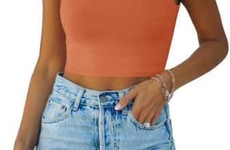 REORIA Women’s 2024 Sleeveless Scoop Neck Double Layer Casual Basic Tank Crop To