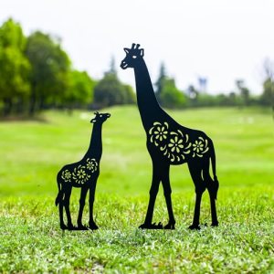 EZTZEN Giraffe Metal Garden Stakes Decorative