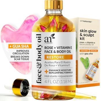 ArtNaturals Face & Body Vitamin E Bio Oil 4.0oz + Gua Sha Facial Tools Set