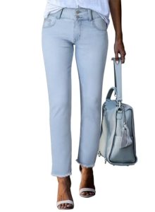 Sidefeel Women’s Jeans High Waisted Strechy Straight Legs Boyfriend Denim Pants