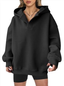 ANRABESS Womens Oversized Hoodies V Neck Sweatshirts Fleece Long Sleeve Pullover