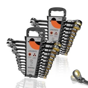 SUZUME 24-Piece Metric and SAE Flex Head Ratcheting Wrench Set 72 Teeth Cr-V Ste