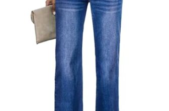 Sidefeel Women’s Wide Leg Jeans Casual High Waisted Straight Denim Pants with Po