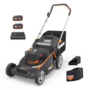 WORX Nitro Cordless Lawn Mower, 21″ Electric Mower for 1/2 Acre, Brushless Push