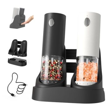CIRCLE JOY Electric Salt and Pepper Grinder Set Automatic Salt and Pepper Mills