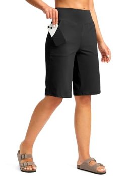 G Gradual Women’s Bermuda Shorts 12″ Knee Length with Pockets High Waisted Stret