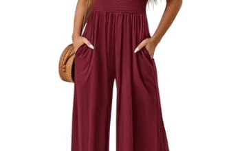KIRUNDO Womens Jumpsuit 2026 Summer Casual Loose One Piece Overalls Smocked Slee