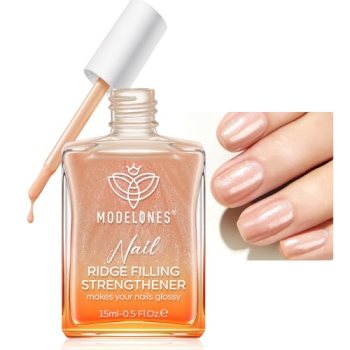 modelones Nail Strengthener and Growth Glitter Dark Brown Nail Polish Nail Repai