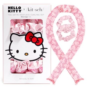 Hello Kitty x Kitsch Satin Heatless Hair Curler Set – Heatless Curls Overnight