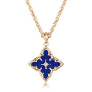 Fettero Gold Clover Necklace for Women Dainty 14K Gold Plated CZ Pendant Necklac
