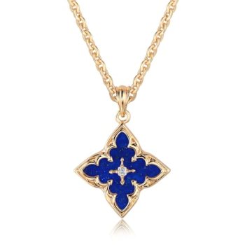 Fettero Gold Clover Necklace for Women Dainty 14K Gold Plated CZ Pendant Necklac