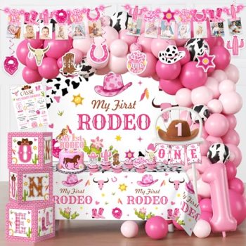 cocomigo 131Pcs My First Rodeo Decorations Girl