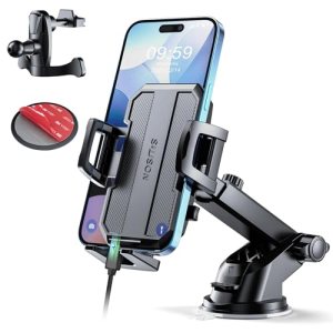 SUUSON Upgraded 3-in-1 Car Phone Holder Mount [Powerful Suction] Phone Mount for