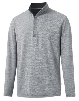 M MAELREG Sweatshirts for Men Pullover Performance Mock Neck Pin Stripe Heather