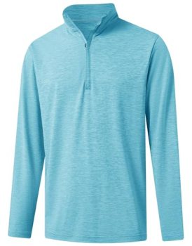 M MAELREG Sweatshirts for Men Pullover Performance Mock Neck Pin Stripe Heather