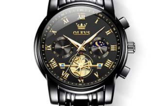 OLEVS Black Watches for Men Casual Fashion Big Face Man Watch Luxury Analog Quar
