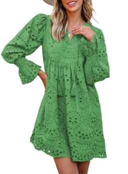 Dokotoo Spring Dresses for Women 2026 Fashion Tassel V Neck Boho Dress Long Slee