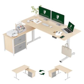 FLEXISPOT L Shaped Standing Desk with Drawers