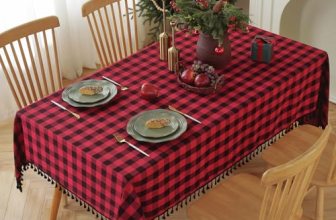Alsoo Red Checkered Tablecloth Rectangle Cotton Linen Fabric Gingham Table Cloth