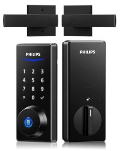 Philips Front Door Lock Set, Electronic Fingerprint Lock with 2 Lever Handles