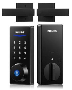 Philips Front Door Lock Set, Electronic Fingerprint Lock with 2 Lever Handles
